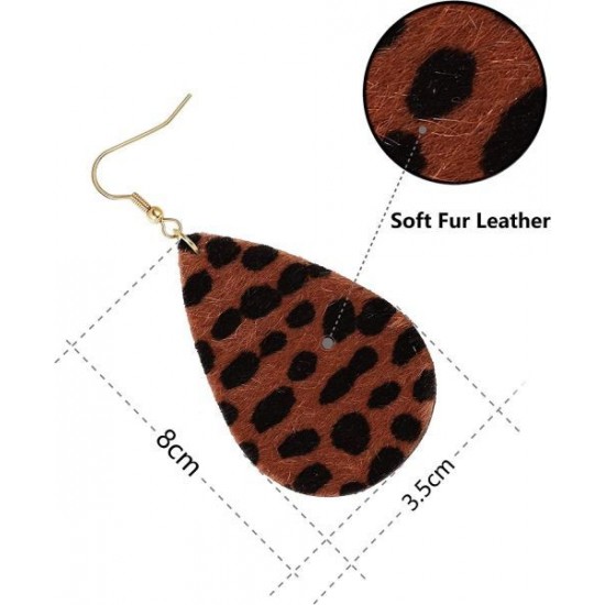 8pairs Leather Earrings Lightweight Teardrop Dangle Earrings Leaf Leopard Print Earrings Set For Women Girls